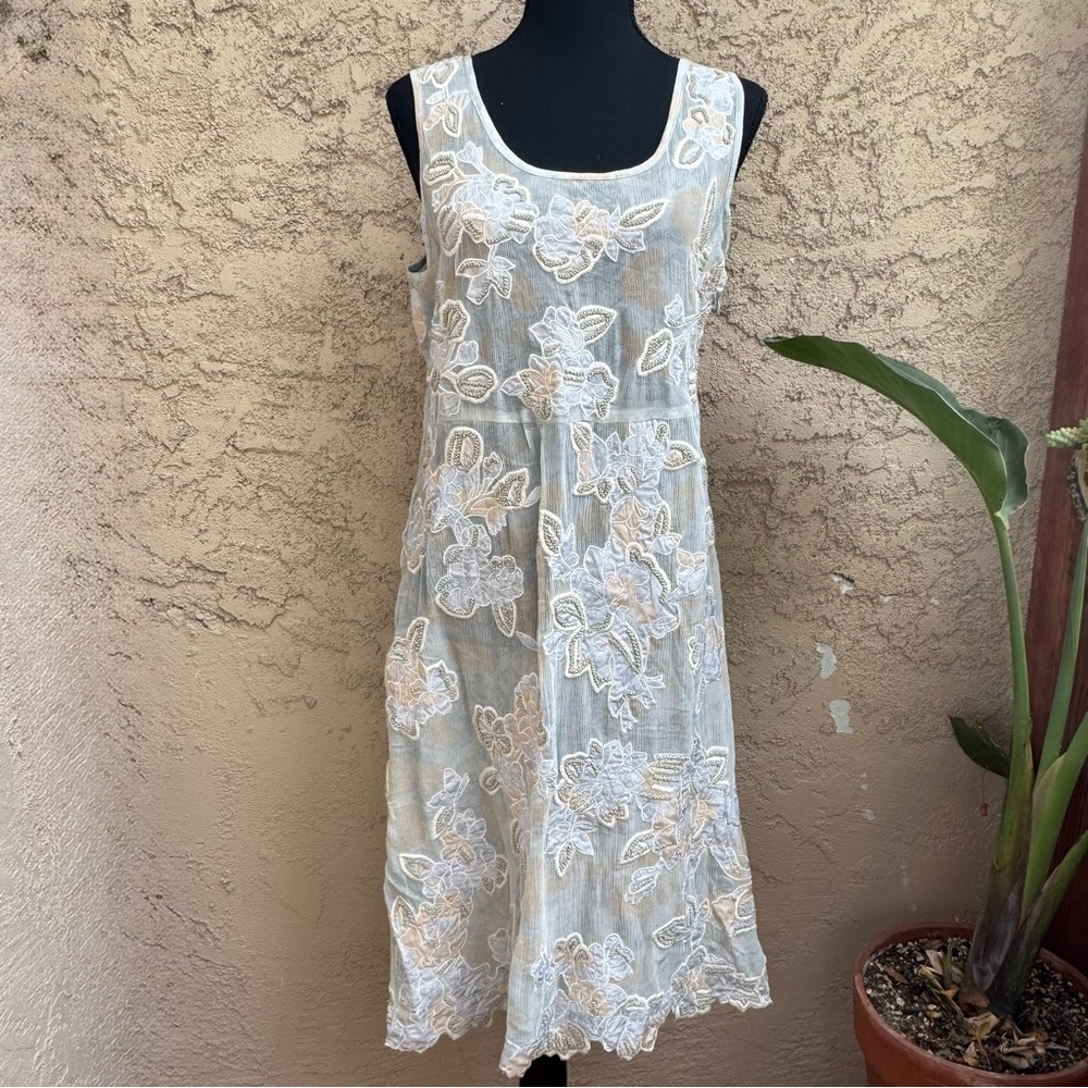 Sundance Sheer Embroidered Pastel Floral Midi Dress